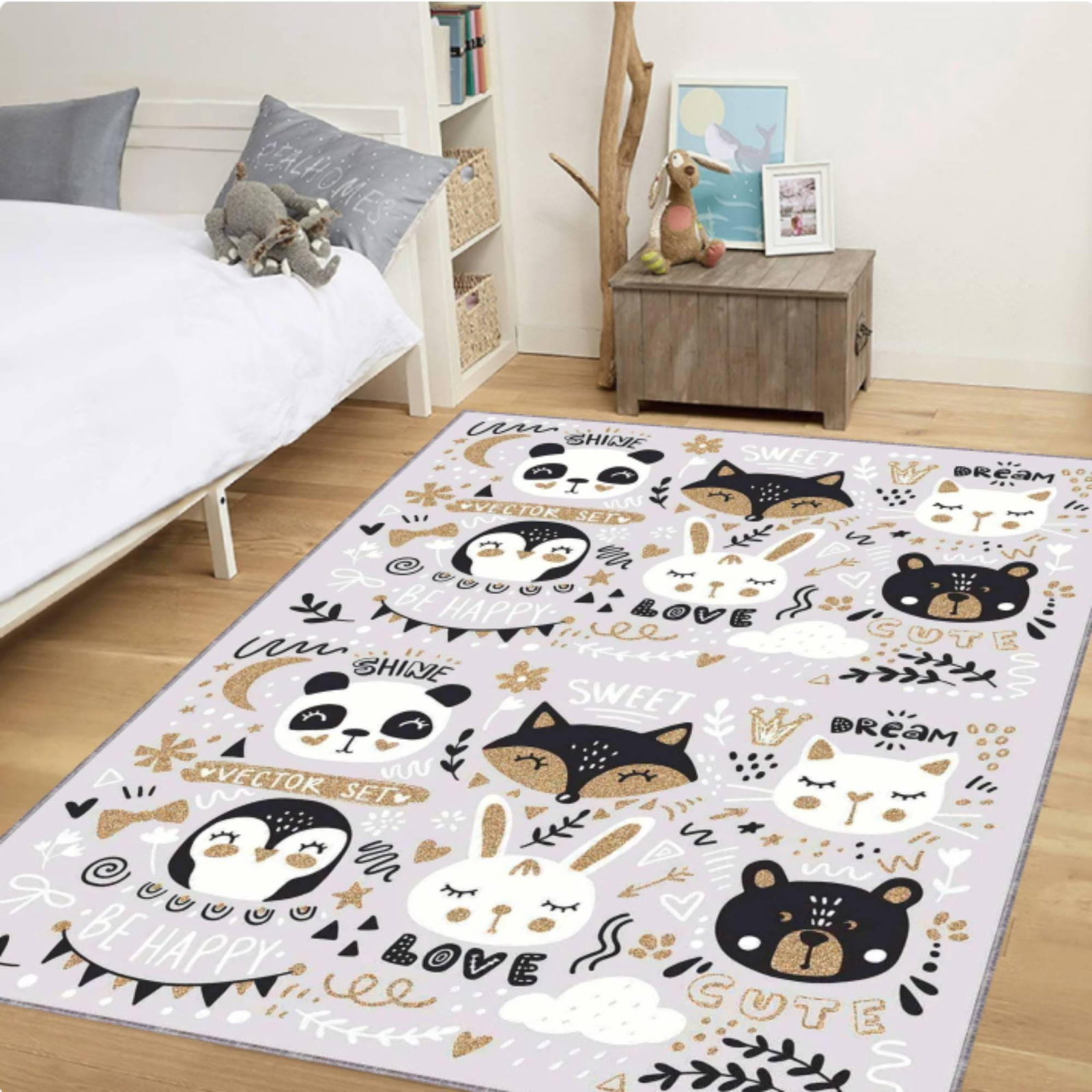 Animal Nursery Carpet, Pastel BohoTVC1708380