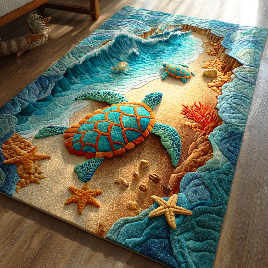 Aqua Dream Turtle Area Rug - Non-Slip Washable 3D Print Rug for Living Room & BedroomTVC210848