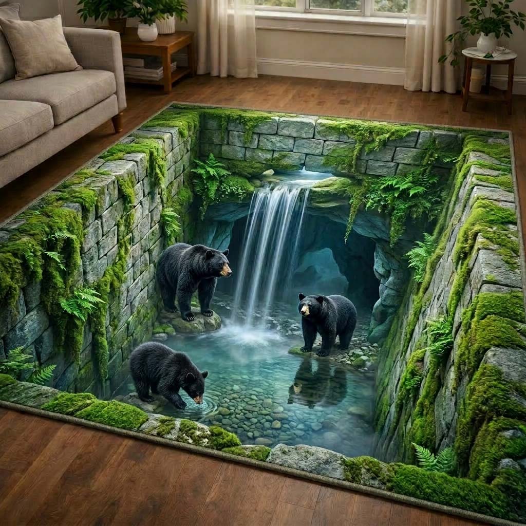 Aqua Refuge Area Rug - Non-Slip Washable 3D Print Rug for Living Room & BedroomTVC210856