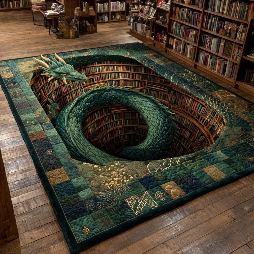 Archive Dragon Spiral Area Rug - Non-Slip Washable 3D Print Rug for Living Room & BedroomTVC210853