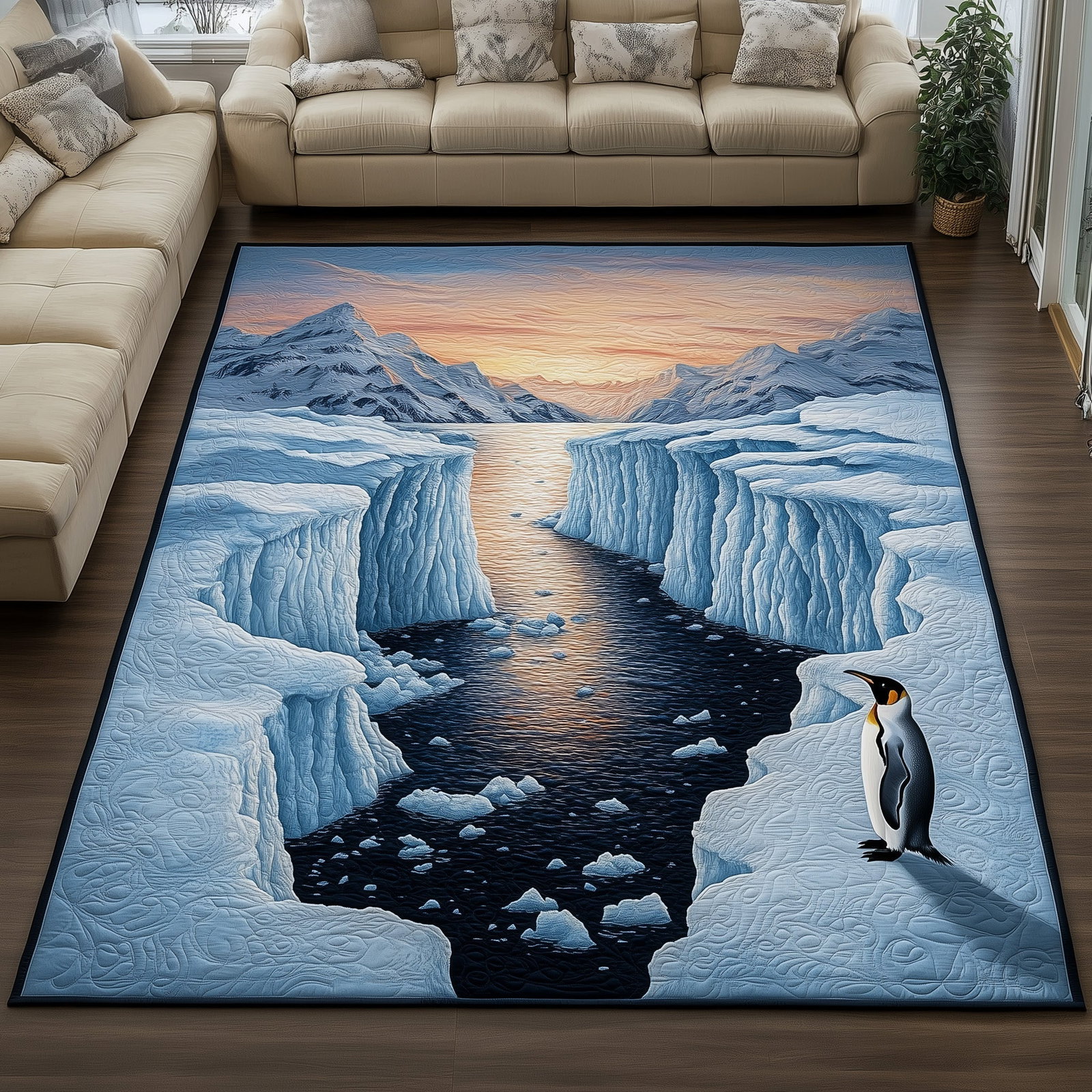 Arctic Abyss Area Rug - Non-Slip Washable 3D Print Rug for Living Room & BedroomTVC210855
