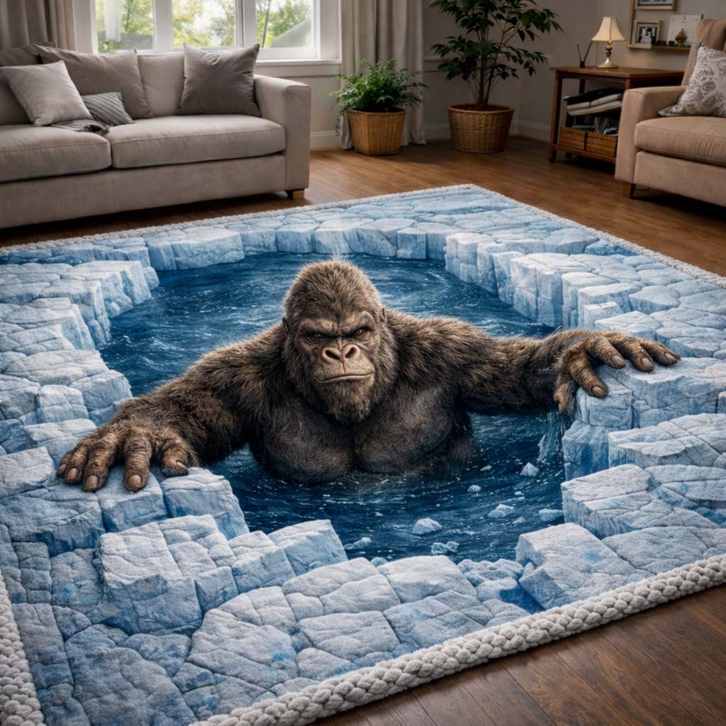Arctic Abyss Bigfoot Area Rug - Non-Slip Washable 3D Print Rug for Living Room & BedroomTVC210868
