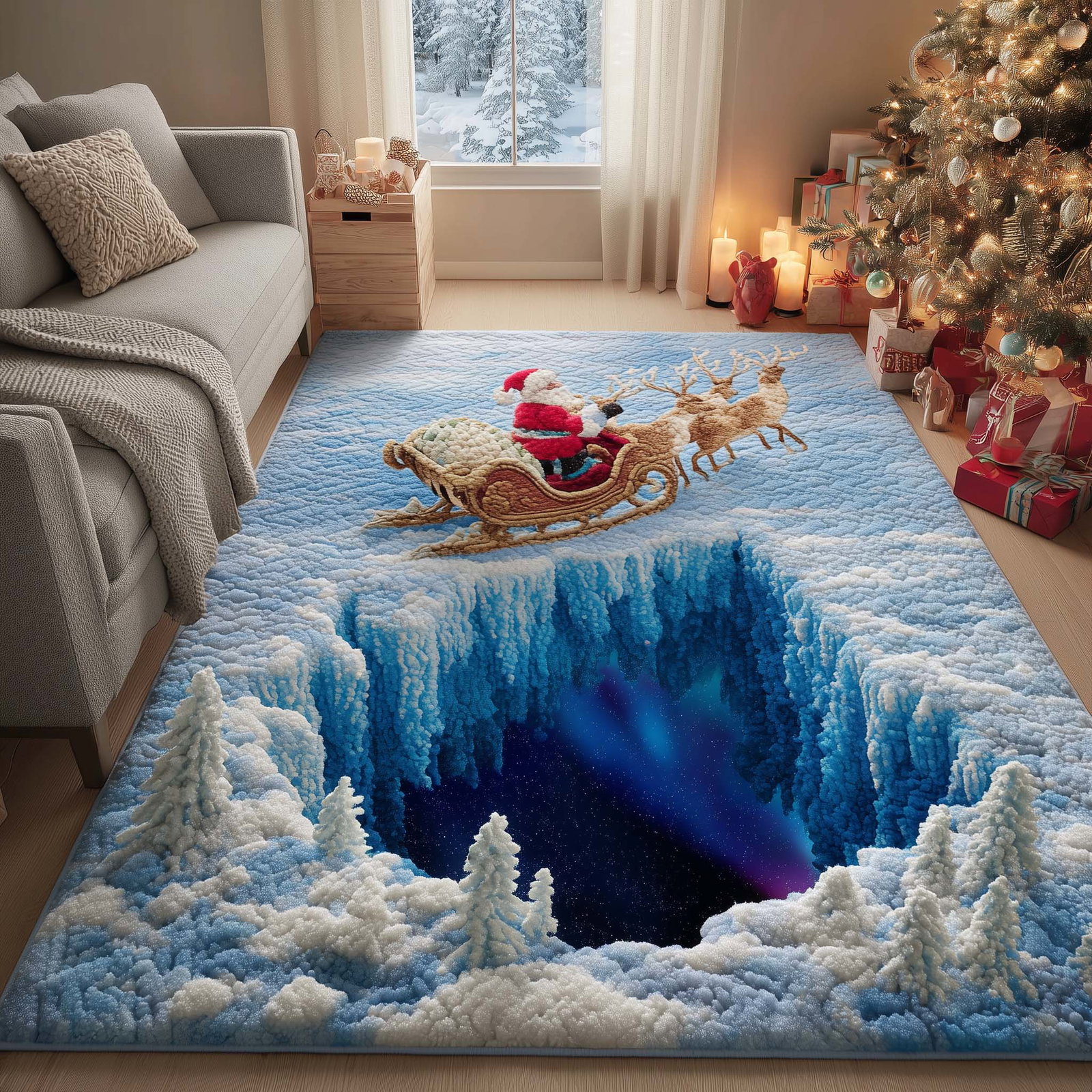 Arctic Santa Journey Area Rug - Non-Slip Washable 3D Print Rug for Living Room & BedroomTVC210868