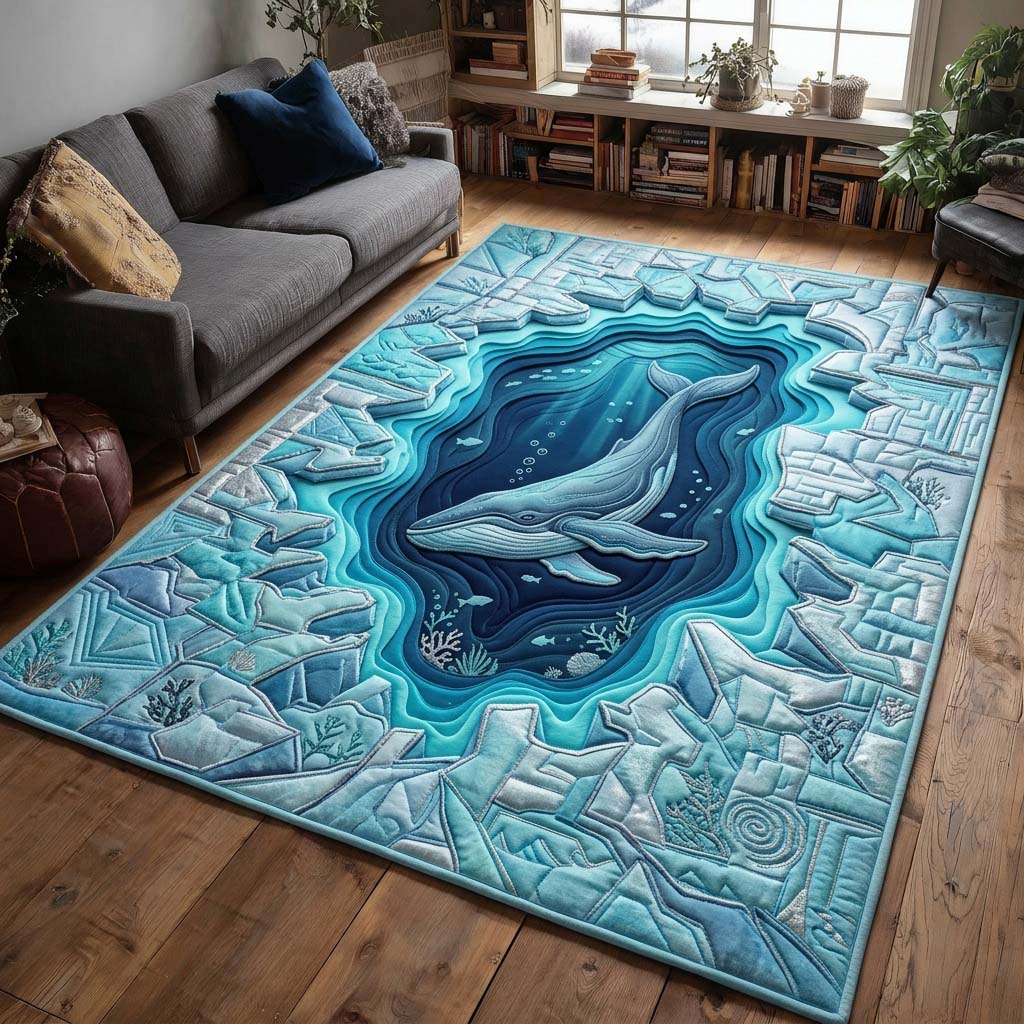 Arctic Whale Lagoon Area Rug - Non-Slip Washable 3D Print Rug for Living Room & BedroomTVC210868