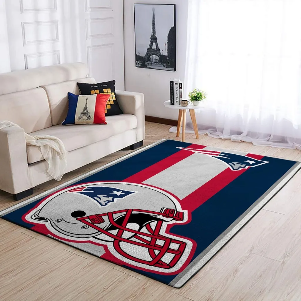 Area Rug with Decorative Sugar Skull Design for Living Room Blue and Red