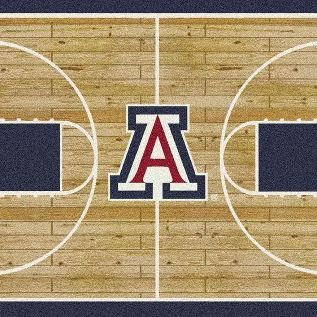 Arizona Wildcats Basketball Court Area Rug for Fans Beige and Blue