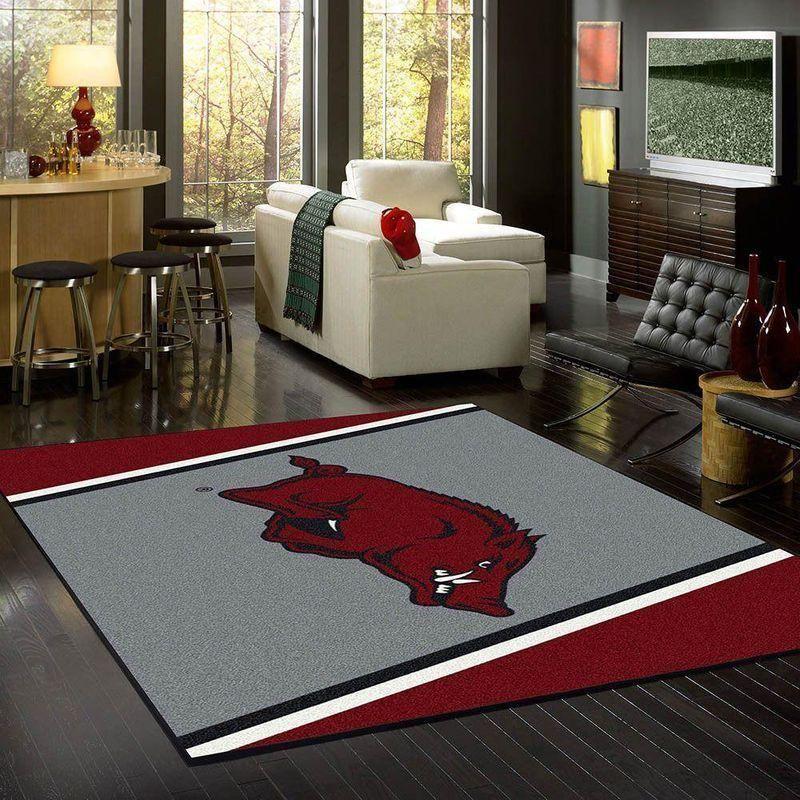 Arkansas Razorbacks Area Rug Football Team Logo Carpet