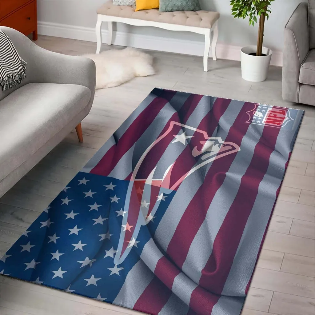 Atlanta Falcons Rug - Striped American Flag for Home Decor Blue and Red