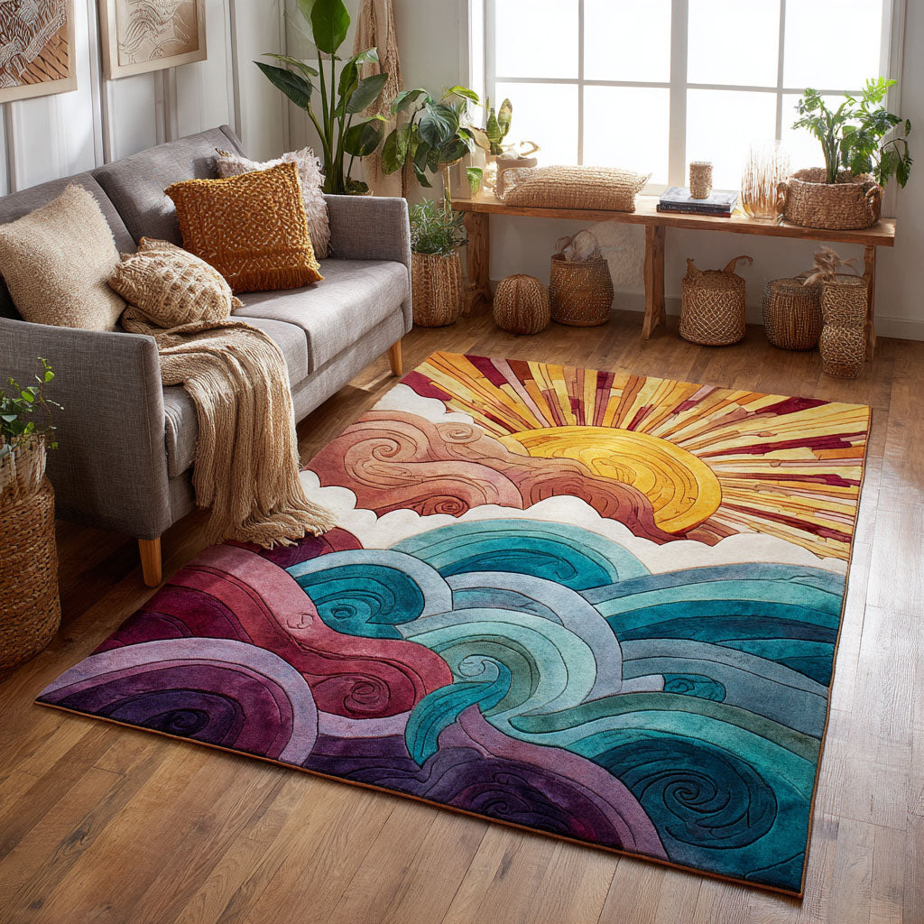 Aurora Dawn Area Rug - Non-Slip Washable 3D Print Rug for Living Room & BedroomTVC210848