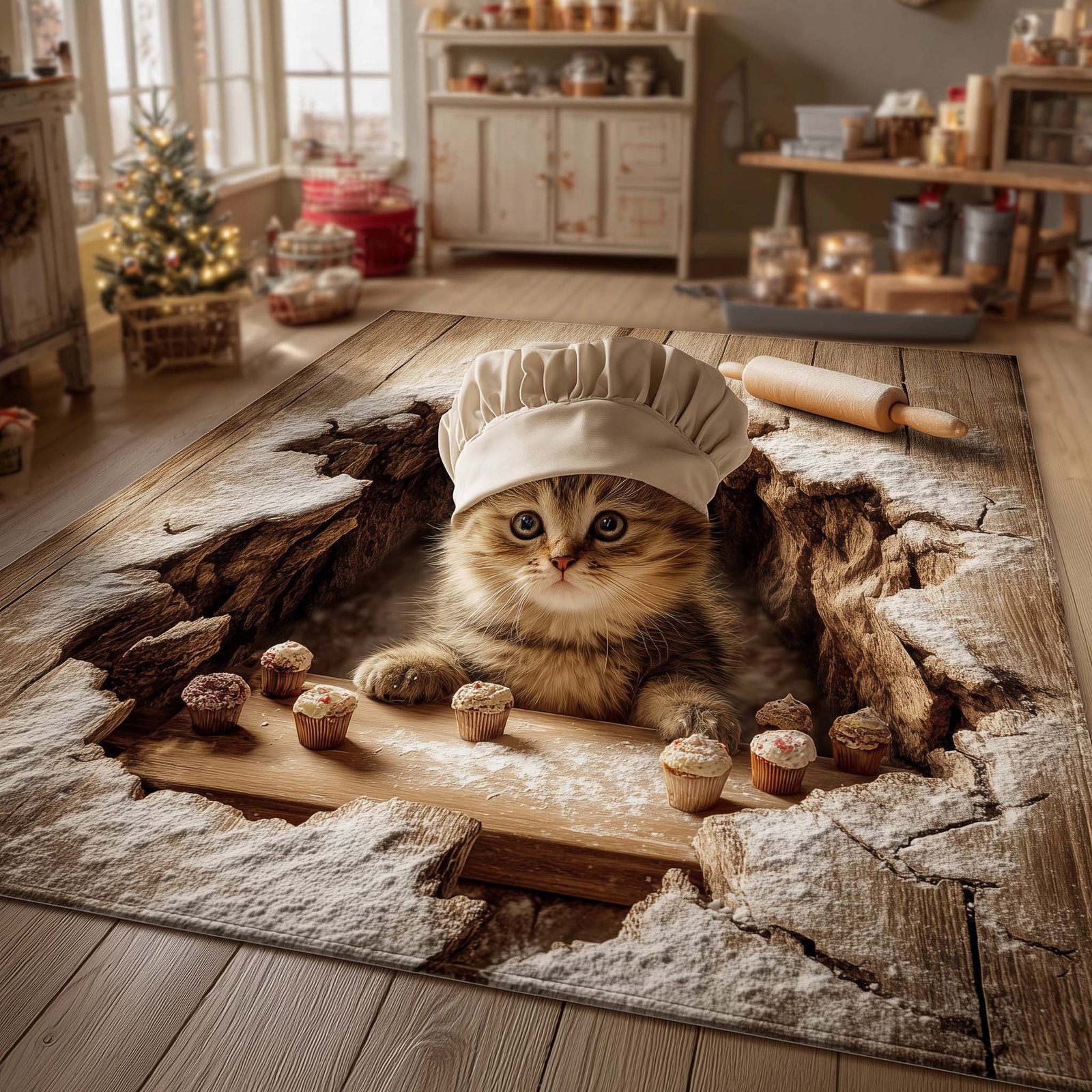 Baking Paws Area Rug - Non-Slip Washable 3D Print Rug for Living Room & BedroomTVC2108430