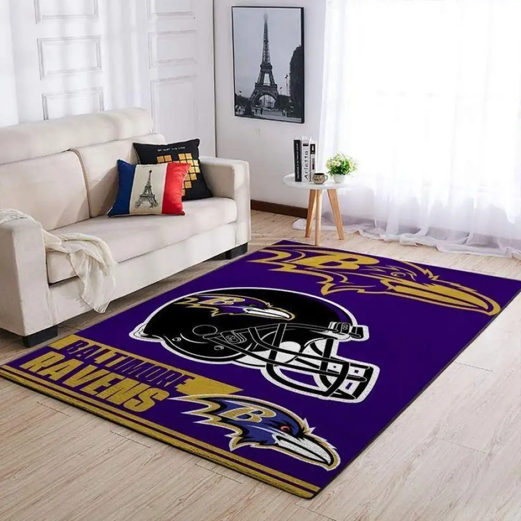 Baltimore Ravens Rug - NFL Floor Mat Team Logo Black and Purple