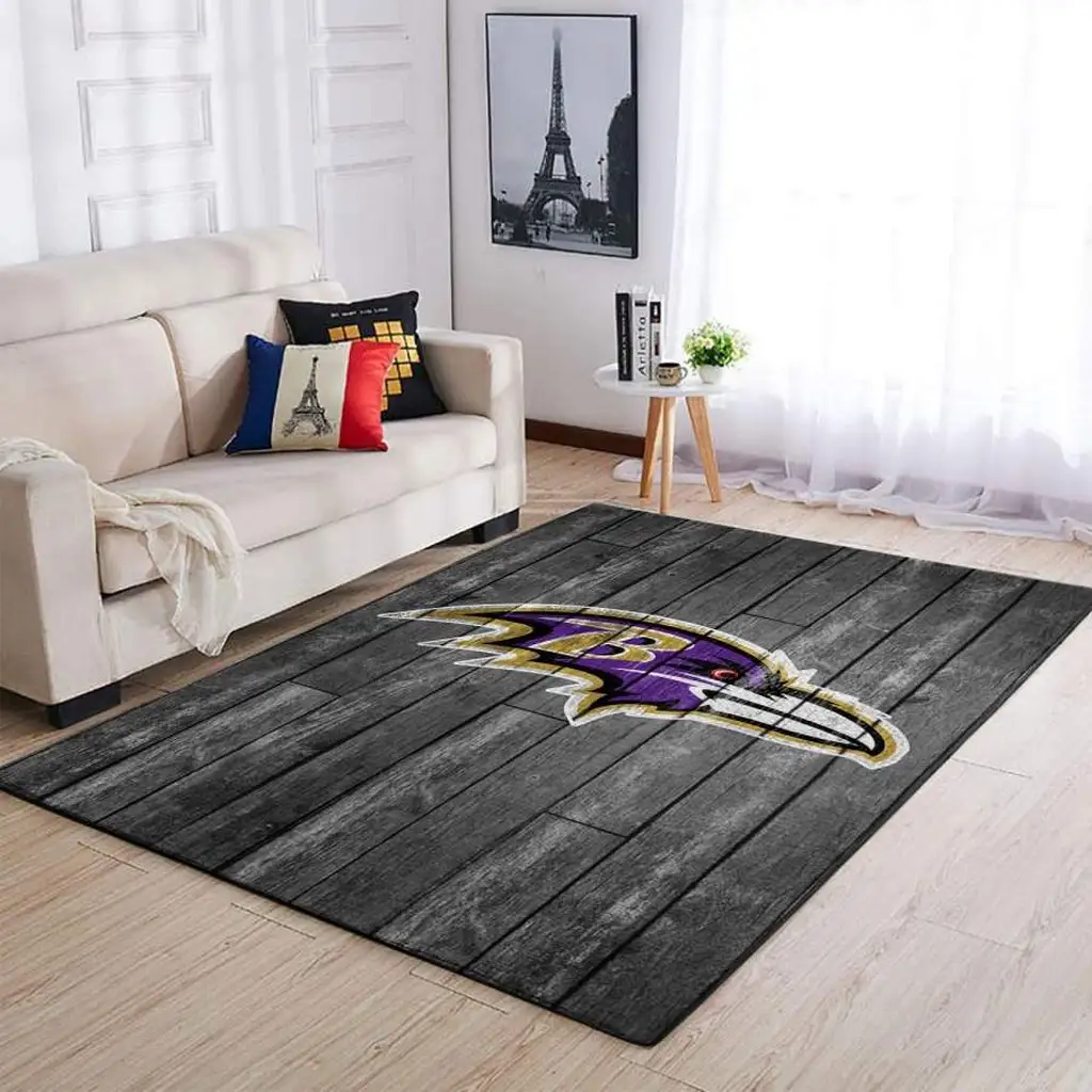 Baltimore Ravens Rug - Sports Team for Living Room Decor Purple and Gray