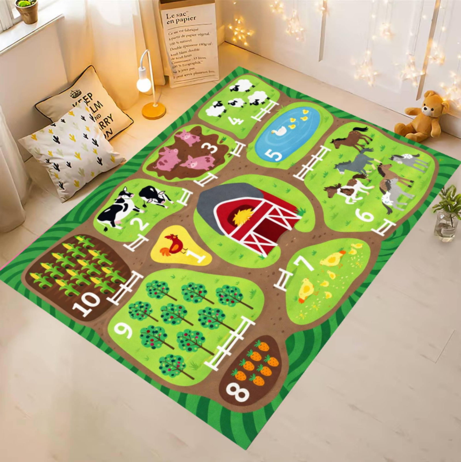 Barn and Farm Animals Educational Rug â€“ Back to SchoolTVC1708379