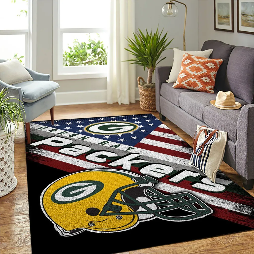 Bay Packers Rug - Football Team Area for Fans Black and Yellow