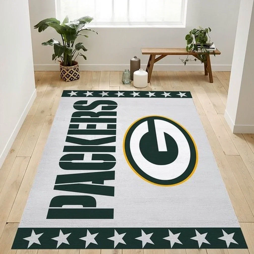 Bay Packers Rug - Team Logo Area for Fans Black and White