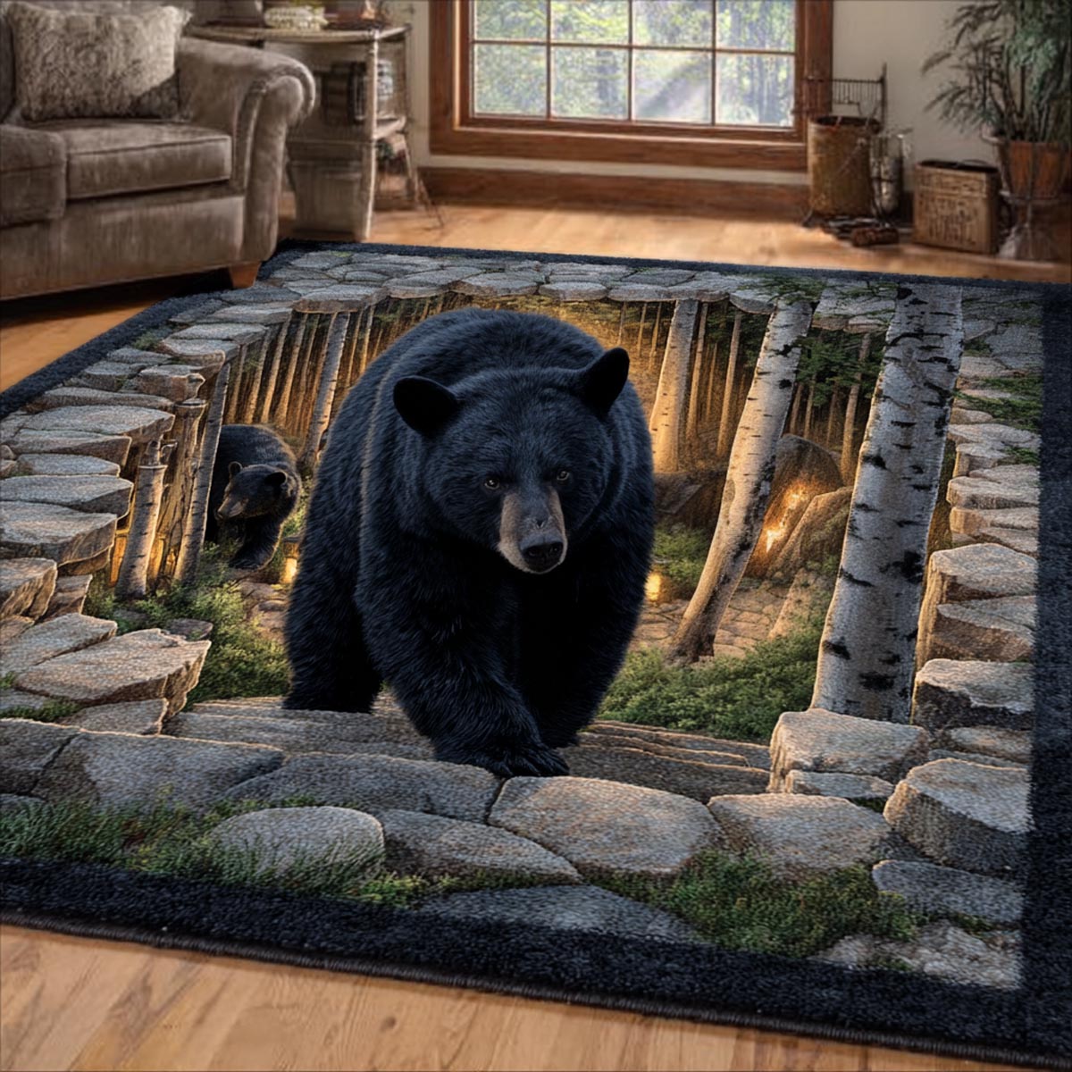 Bear Horizon Area Rug - Non-Slip Washable 3D Print Rug for Living Room & BedroomTVC210873