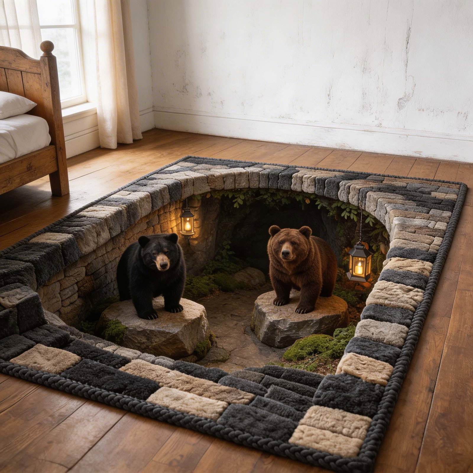 Bear Spirit Area Rug - Non-Slip Washable 3D Print Rug for Living Room & BedroomTVC2108166