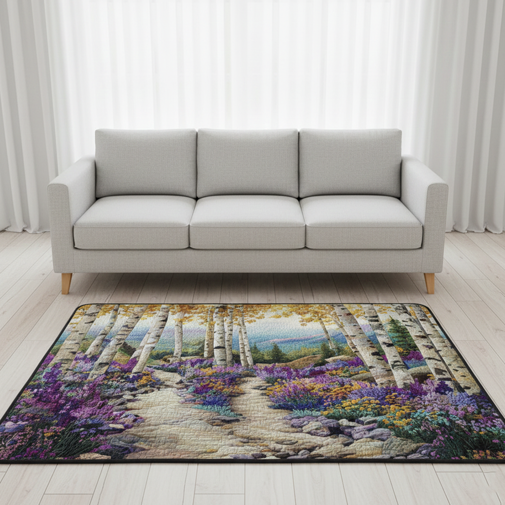 Birch Meadow Area Rug - Non-Slip Washable 3D Print Rug for Living Room & BedroomTVC2108143