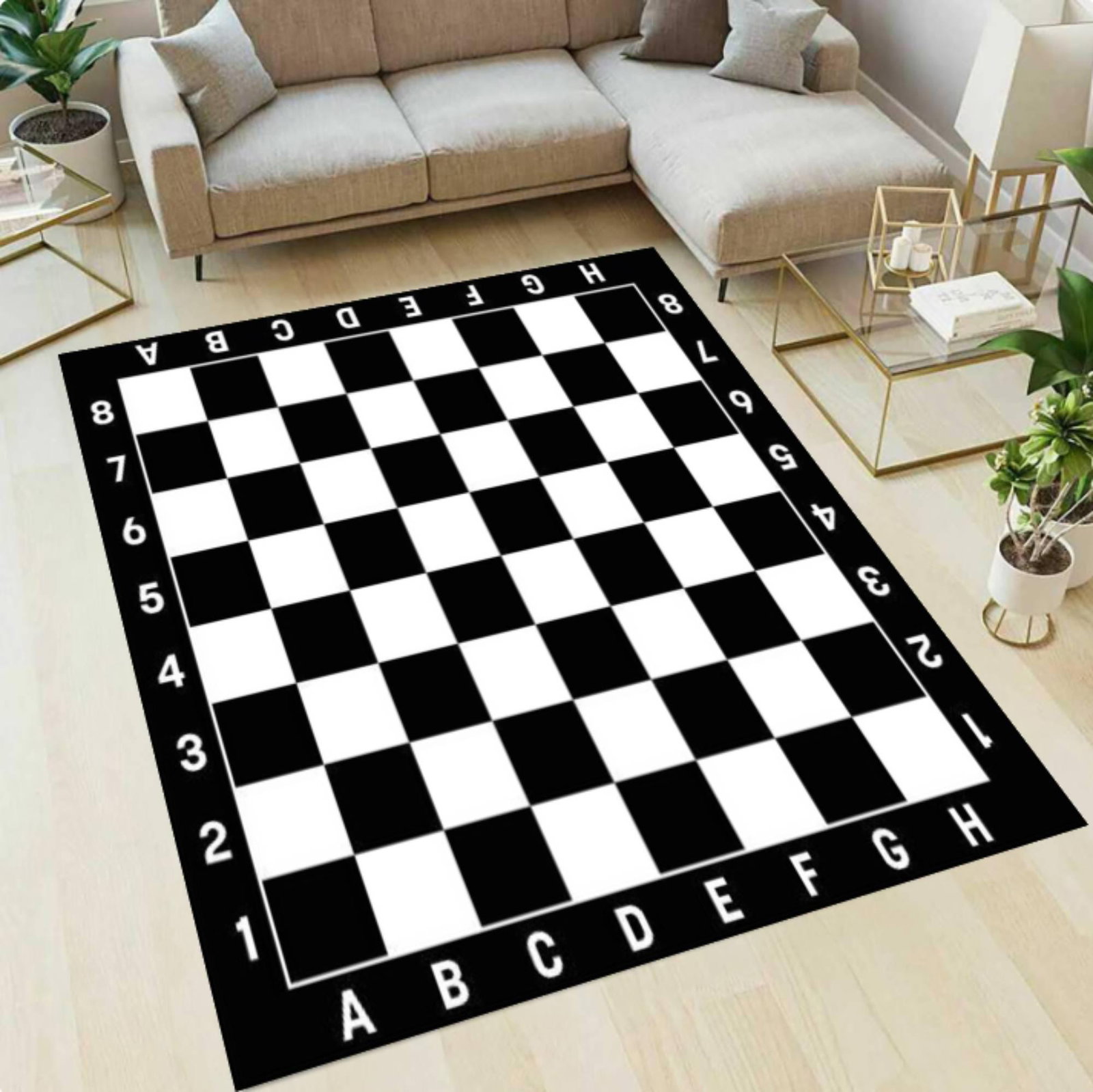 Black White Chess Board Area RugTVC1708396