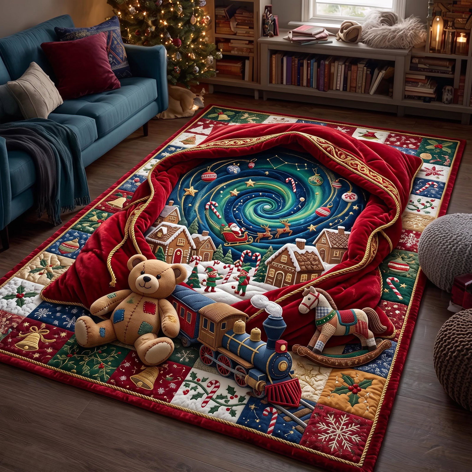 Blanket Dreamland Village Area Rug - Non-Slip Washable 3D Print Rug for Living Room & BedroomTVC210860