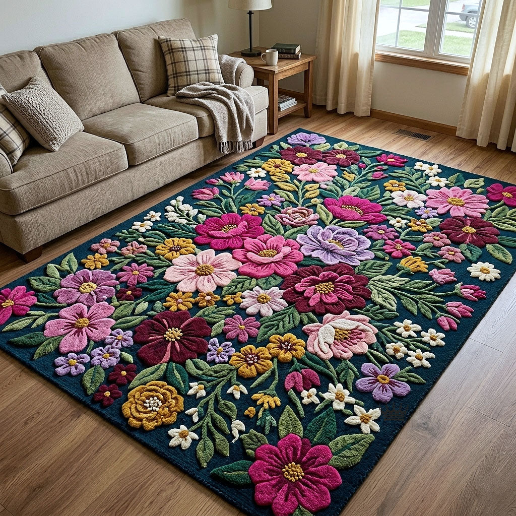 Bloom Garden Area Rug - Non-Slip Washable 3D Print Rug for Living Room & BedroomTVC2108166