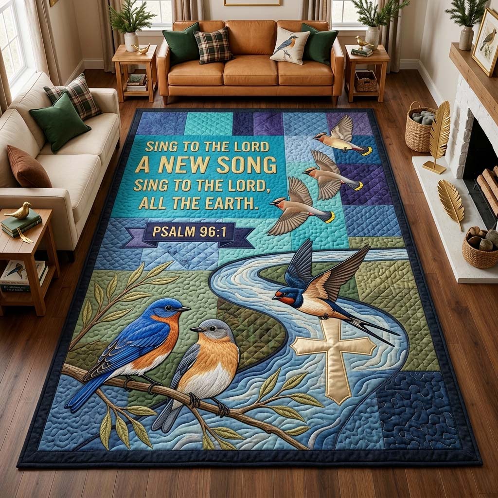 Bluebird River Song Area Rug - Non-Slip Washable 3D Print Rug for Living Room & BedroomTVC210870