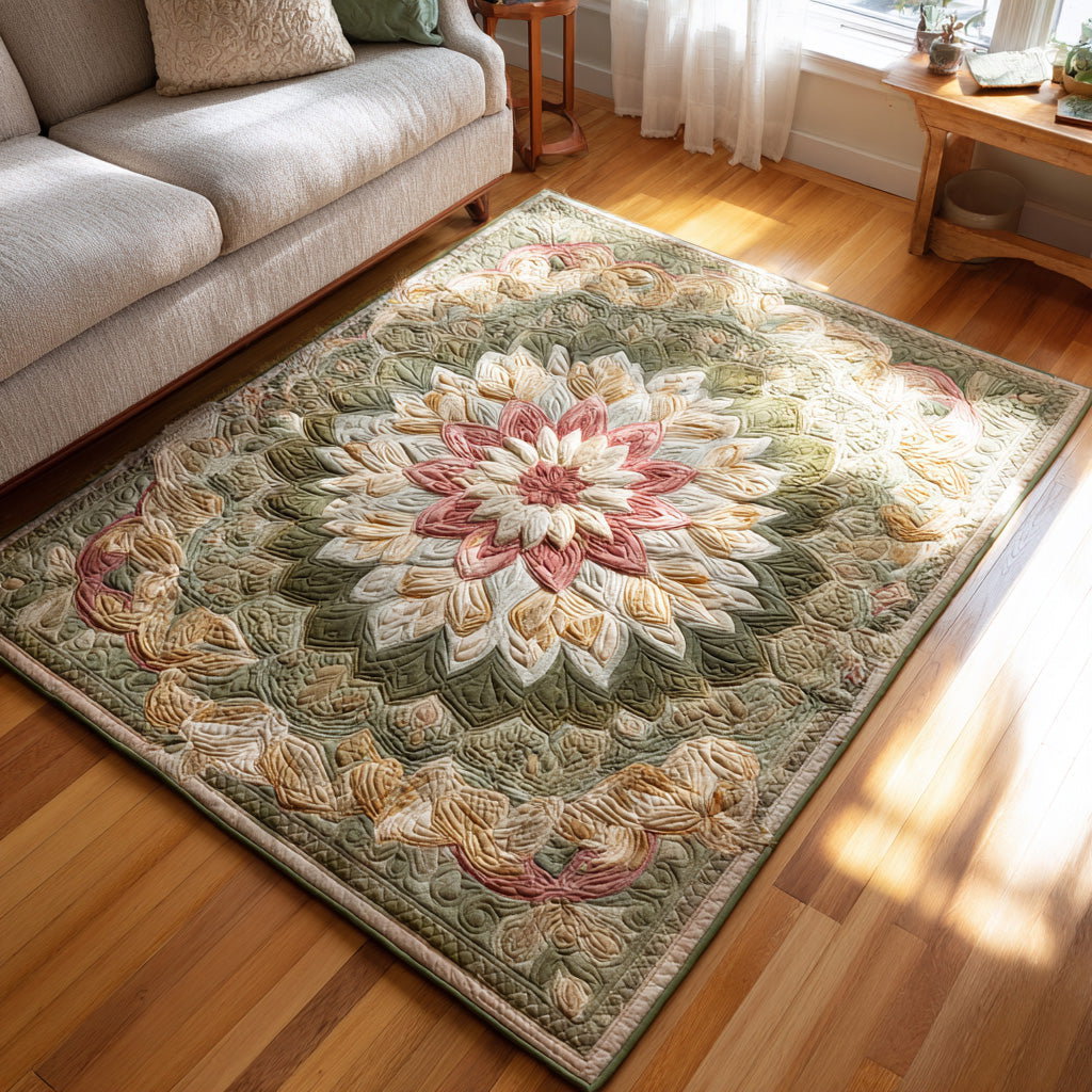 Blush Bloom Area Rug - Non-Slip Washable 3D Print Rug for Living Room & BedroomTVC2108143