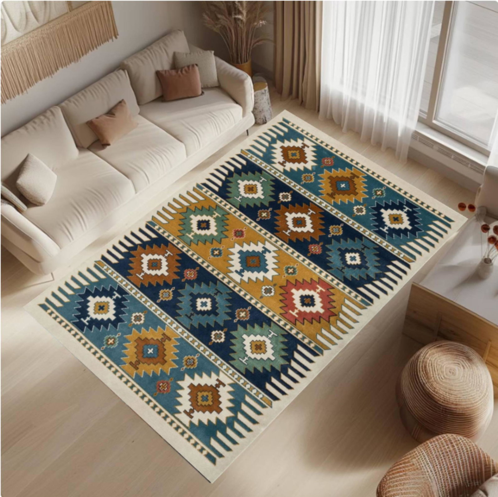 Boho Geometric Area Rug, Southwestern Tribal DesignTVC1708393