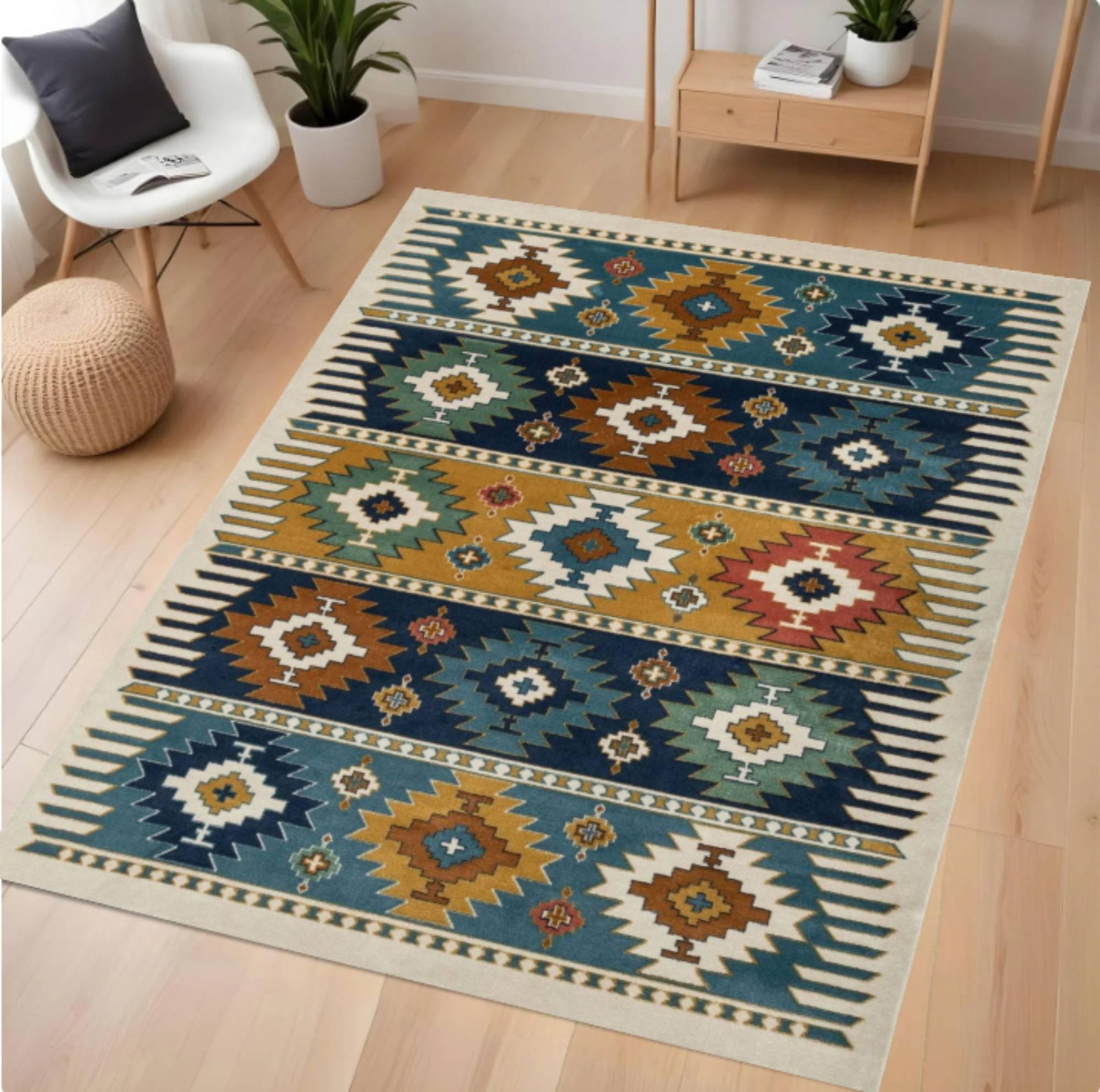 Boho Geometric Rug Washable Southwestern Tribal RugTVC1708371