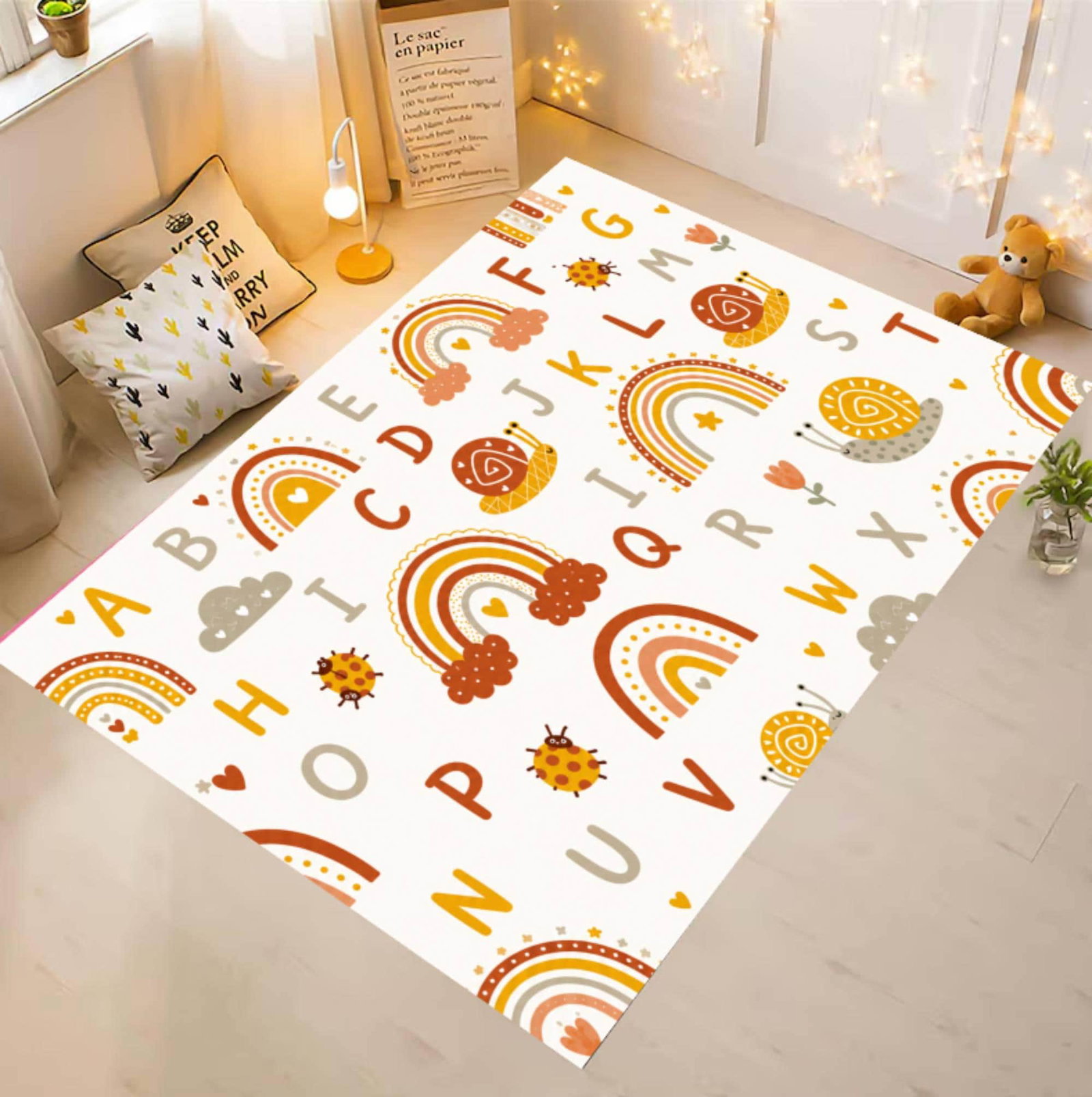 Boho Rainbow Kids Rug Washable Non-slip Kids Room Rug ABC-leerspeelkamertapijtTVC1708370