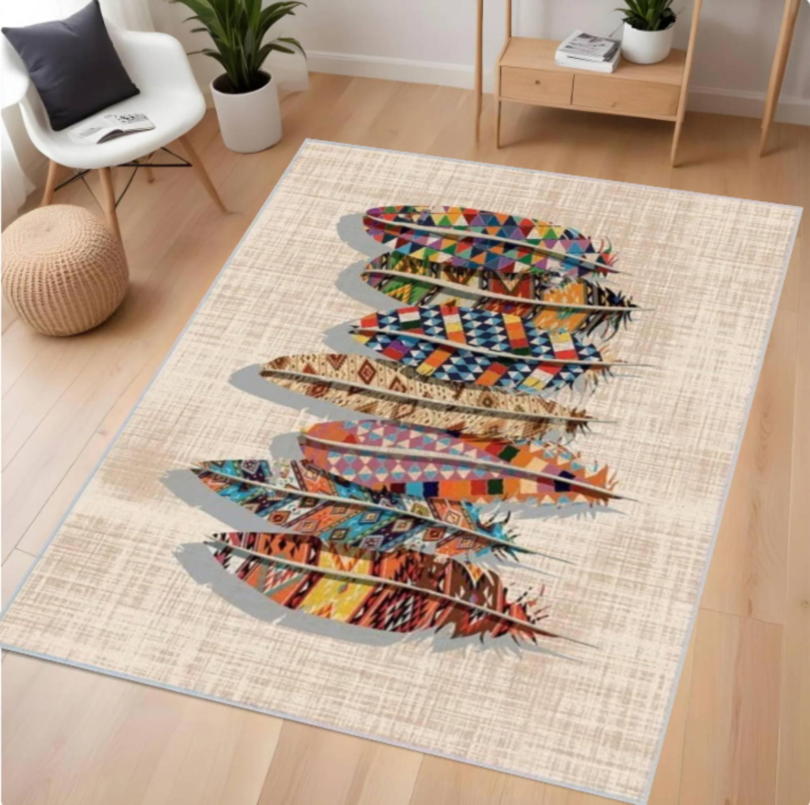 Boho Tribal Ethnic Pattern Rug Washable Rug Non-slipTVC1708357