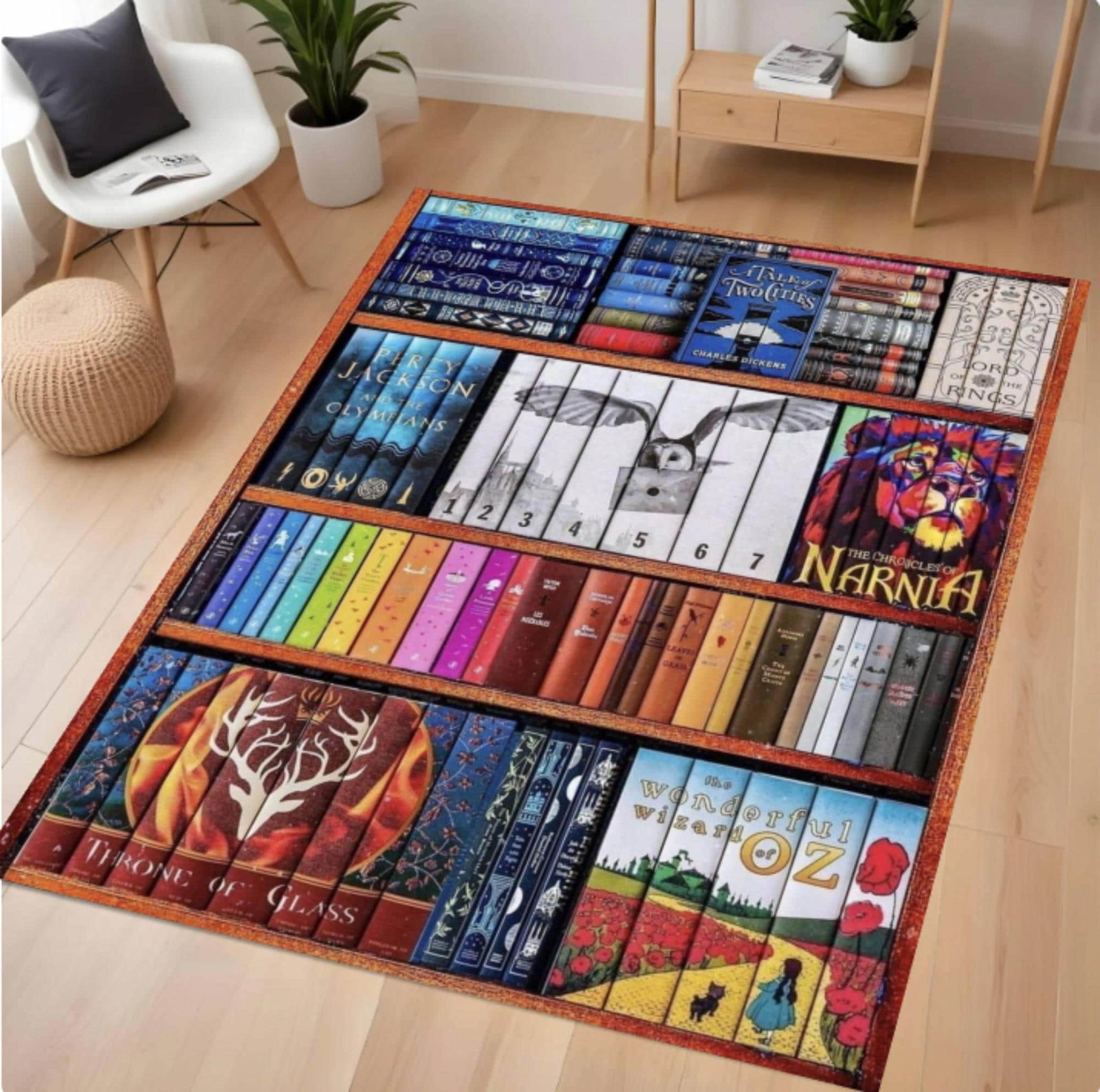Bookshelf Rug Vintage Library Rug Washable Non-slip Floor DecorTVC1708370