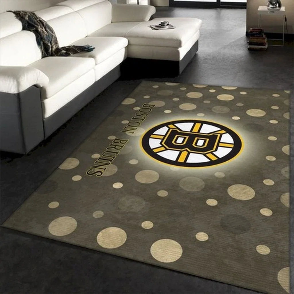 Boston Bruins Rug - Area Perfect for Living Room Decor Green and Yellow