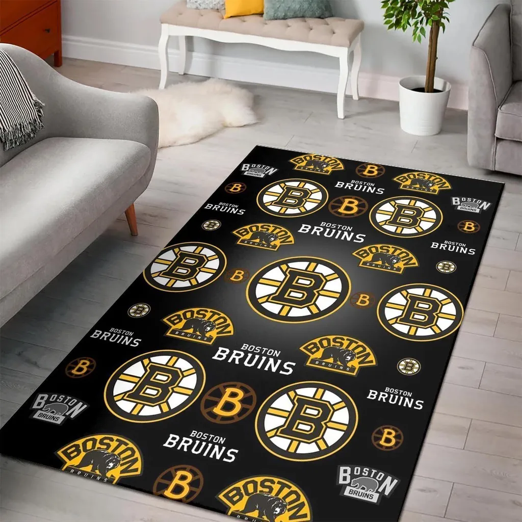 Boston Bruins Rug - Hockey Team Logo Fan Area Black and Green