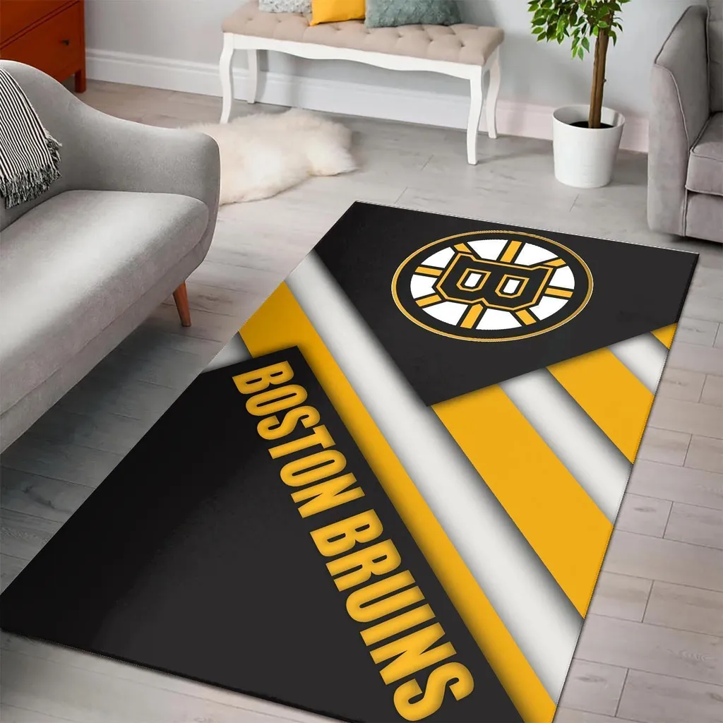 Boston Bruins Rug - Living Room Floor Mat Black and Yellow