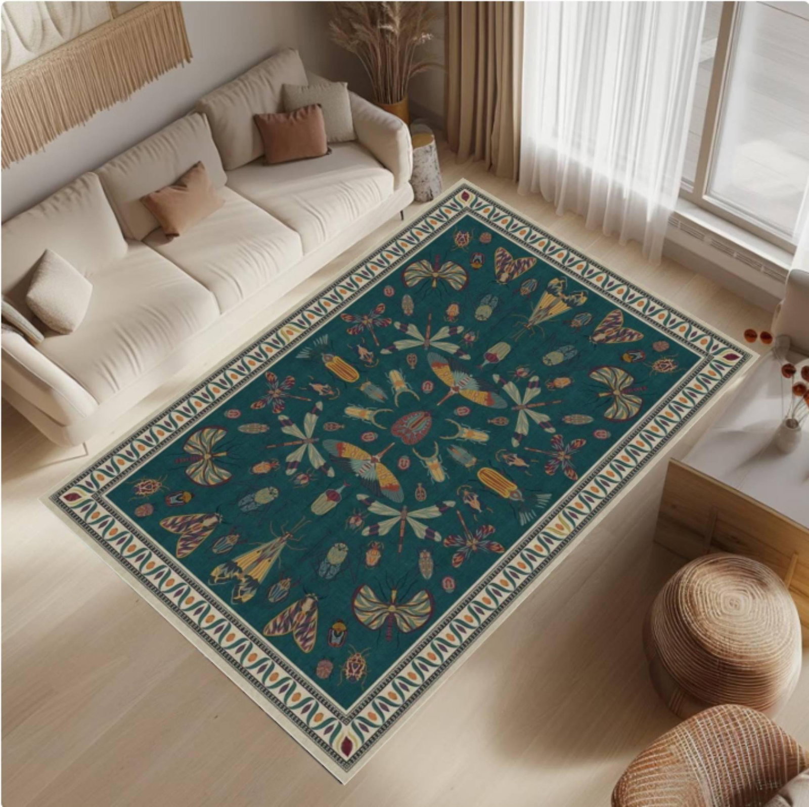 Botanical Area Rug, Dark Academia StyleTVC1708394