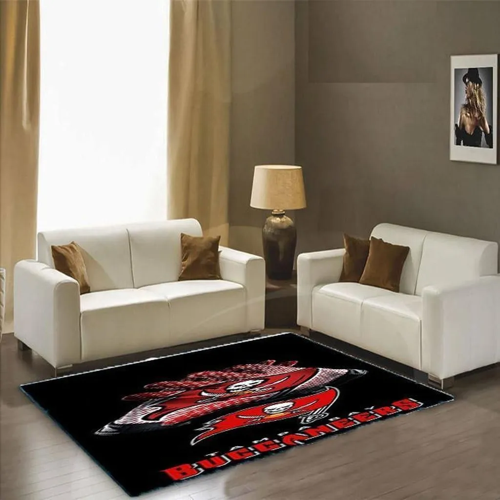 Buccaneers Area Rug for Stylish Living Room Decor Black and Red