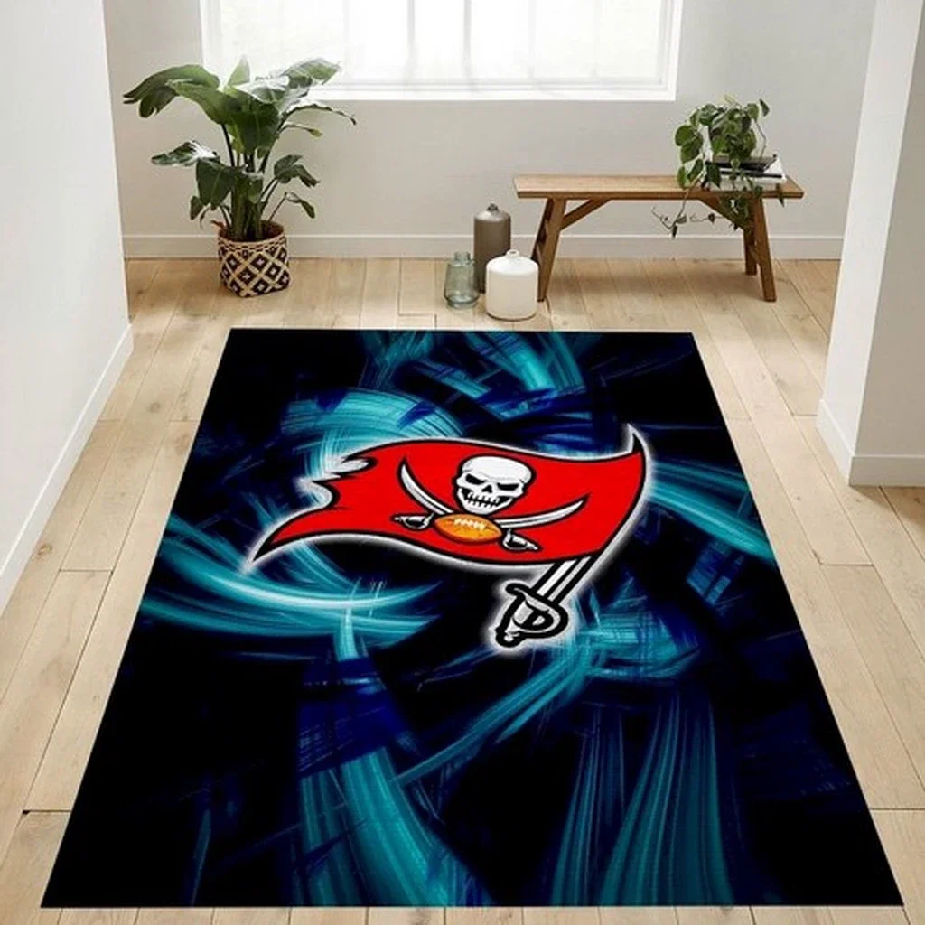 Buccaneers Area Rug Perfect for Sports Fans Room Decor Black and Red