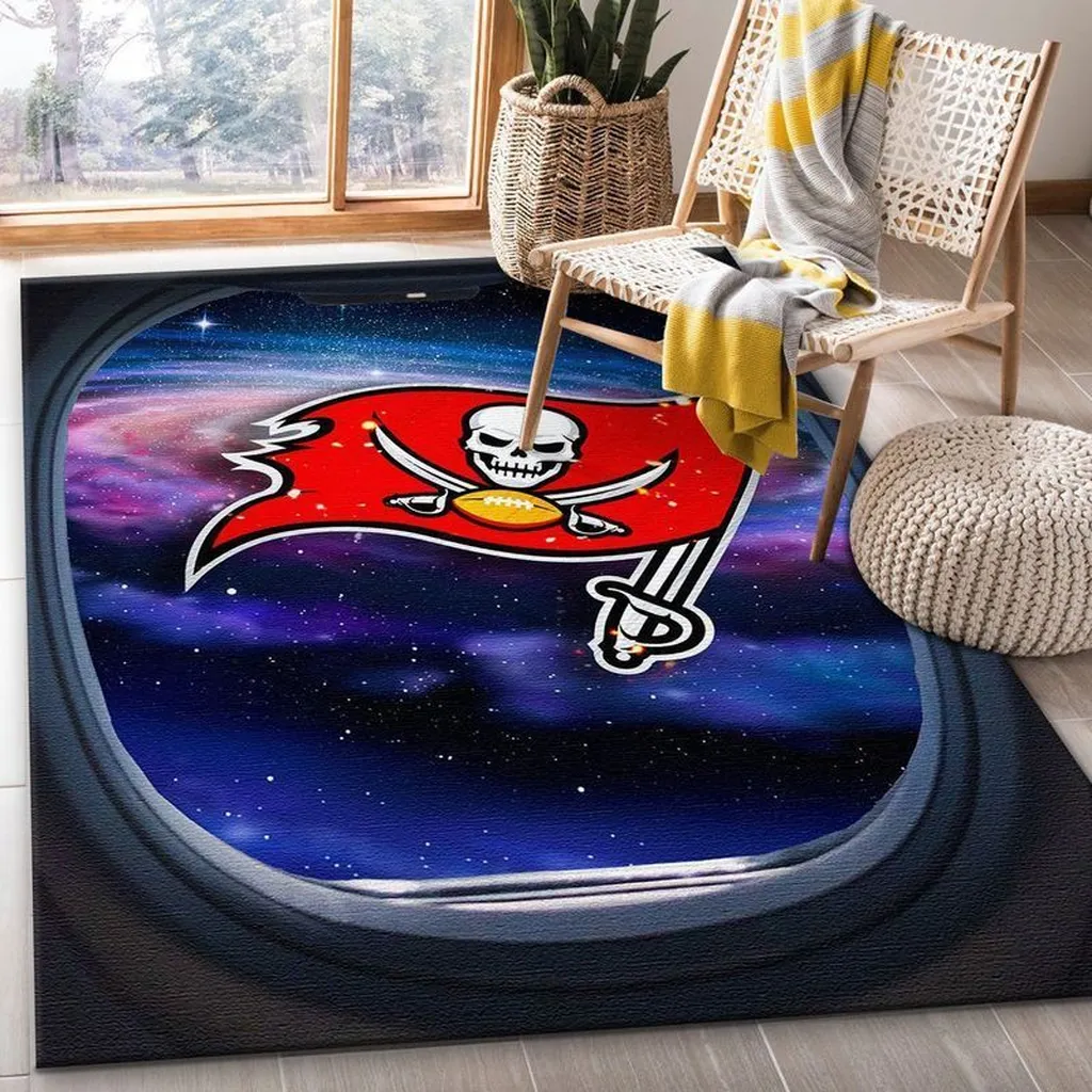 Buccaneers Logo Rug for Bedroom Living Room Decor Black and Red