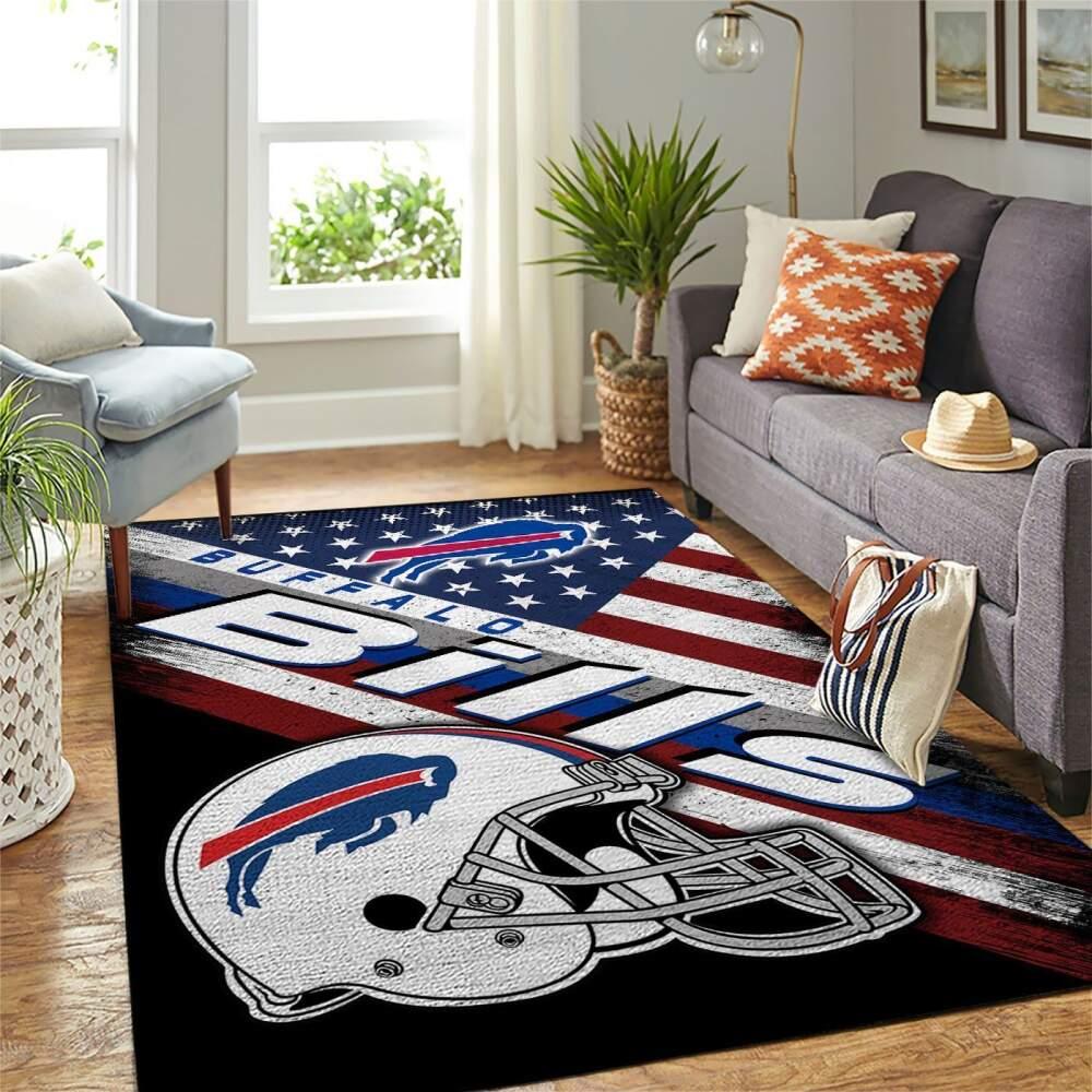 Buffalo Bills Nfl Area Rugs Team Logo American Flag Style Living Room Carpet
