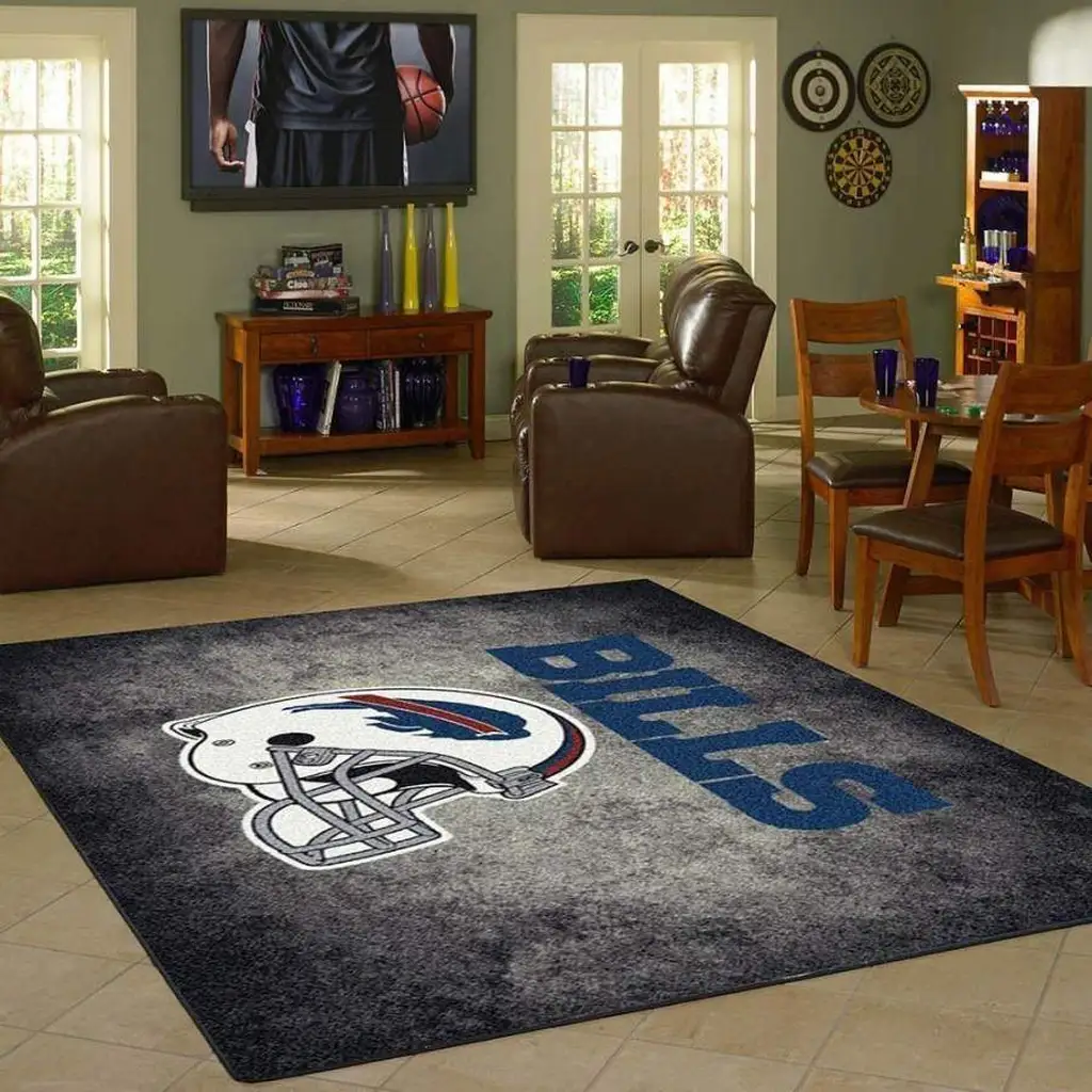 Buffalo Bills Rug - NFL Football Team Area for Fans Blue and Yellow