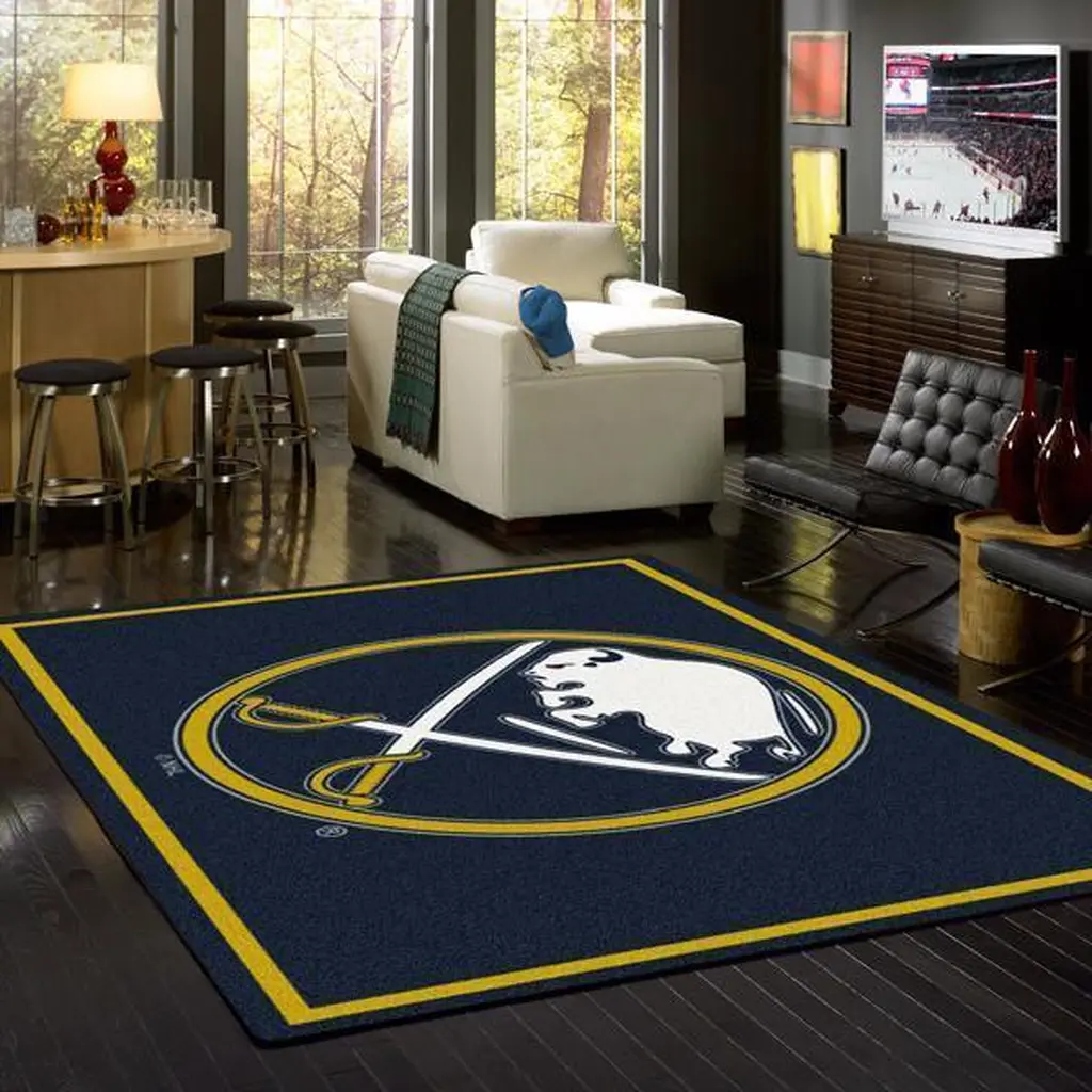 Buffalo Sabres Rug - Area Living Room Floor Decor Black and Yellow