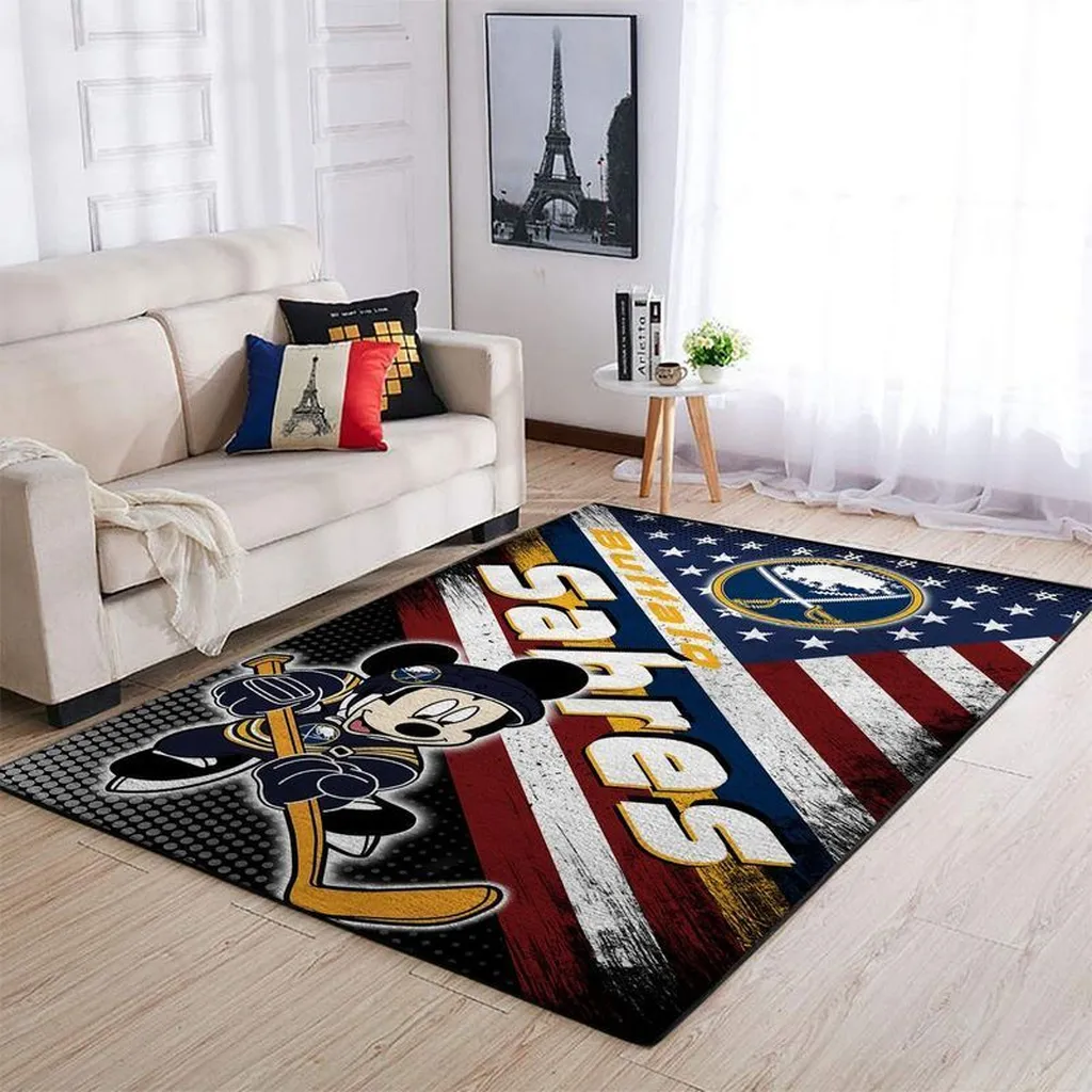 Buffalo Sabres Rug - Hockey Area for Fans Room Decor Blue and White