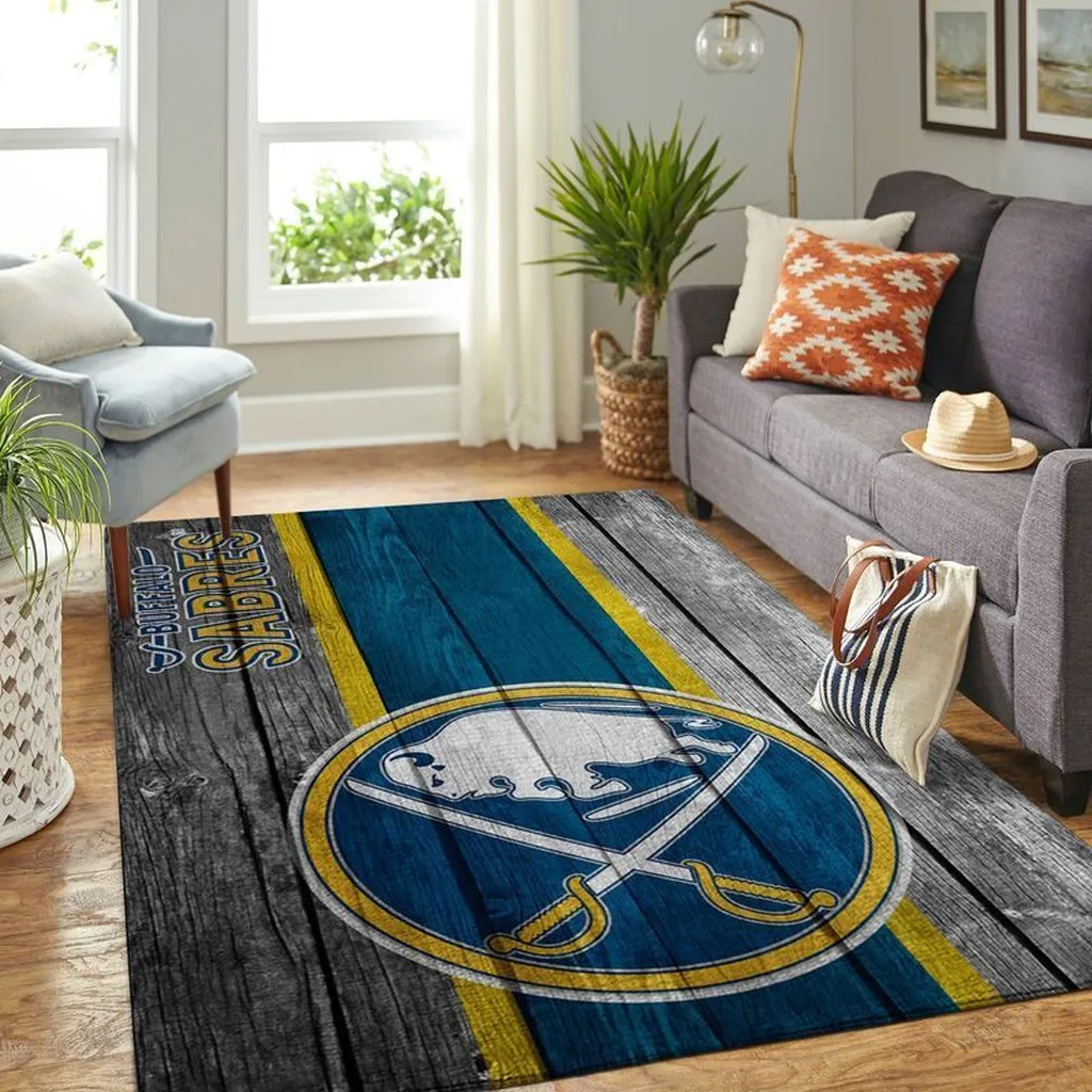 Buffalo Sabres Rug - NHL Hockey Team Area for Living Room Black and Red