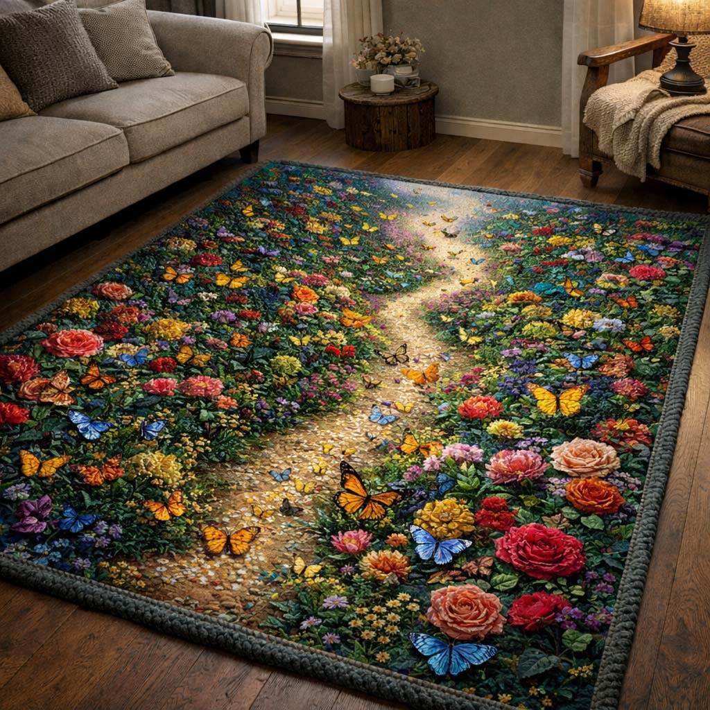 Butterfly Serenity Area Rug - Non-Slip Washable 3D Print Rug for Living Room & BedroomTVC2108239