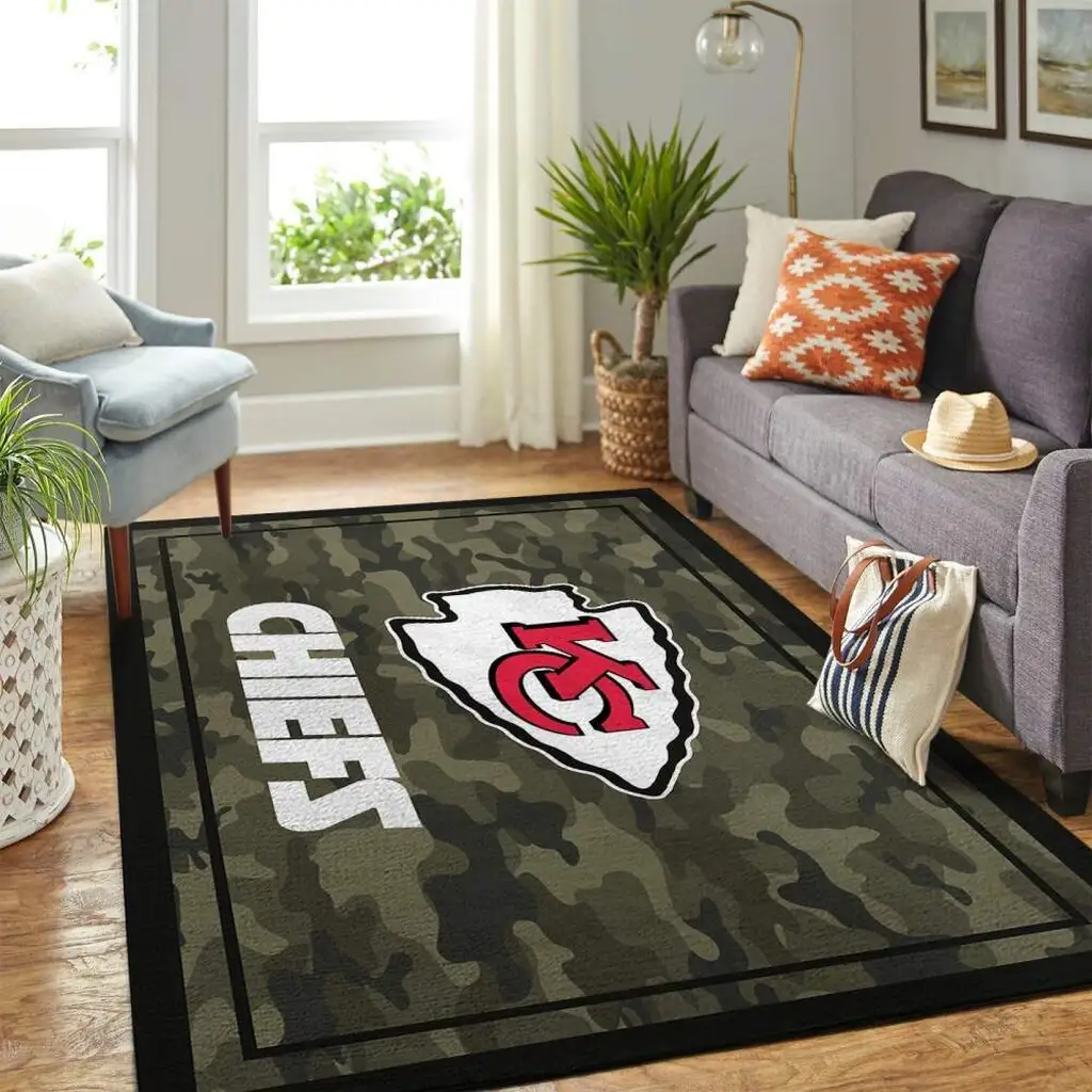 Camo Chiefs Rug Perfect for Living Room Decor Fans Black and Green