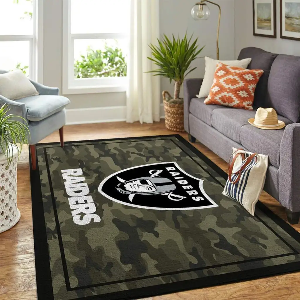 Camo Raiders Area Rug for Living Room Floor Decor Black and Green