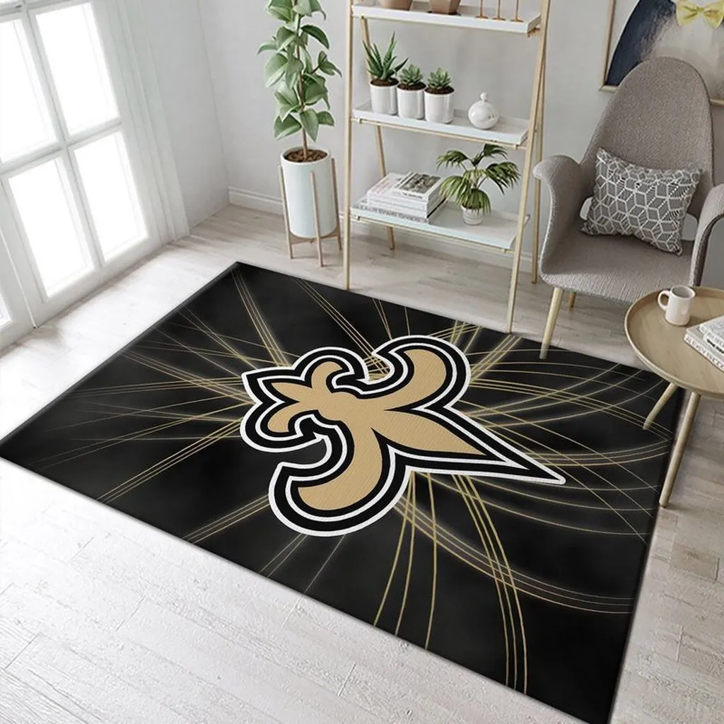 Camouflage Giants Logo Area Rug for Living Room Decor Beige and Black