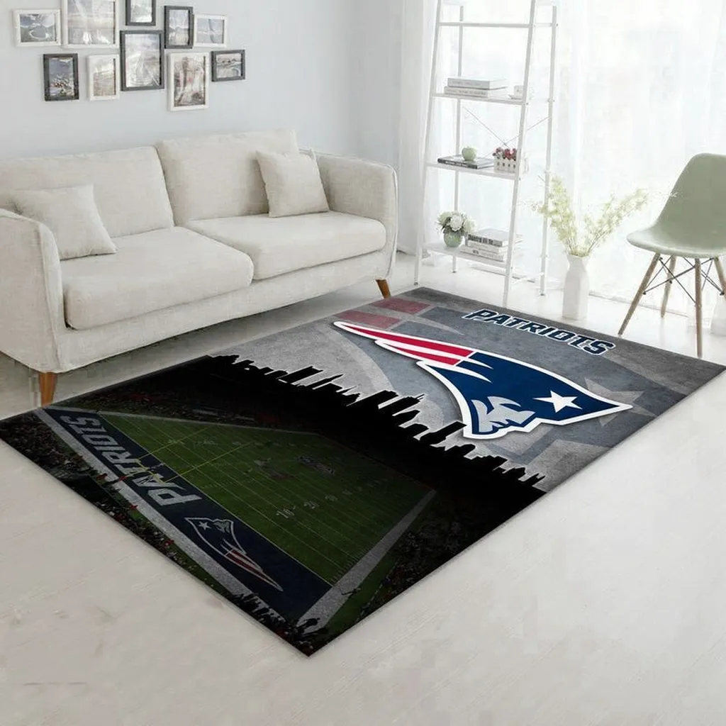 Camouflage Rug Featuring Unique Sports Team Design Blue and Red