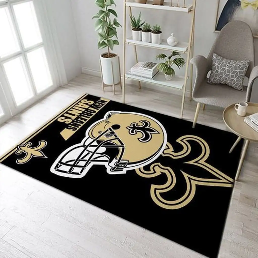 Camouflage Rug with Giants Logo Design for Home Decor Black and Gold